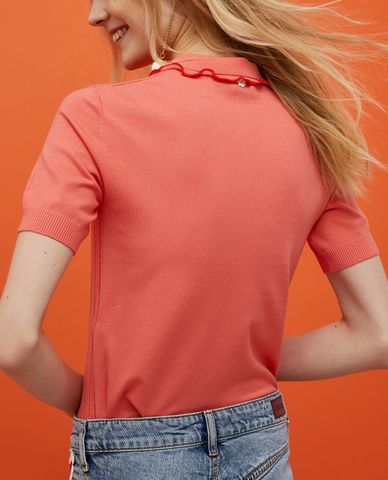  MAX&Co. - Áo len nữ ngắn tay cổ gập phối nút cài Enjoy 