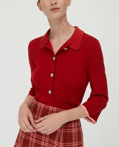  MAX&Co. - Áo thun nữ polo cổ bẻ Jewel Buttons 