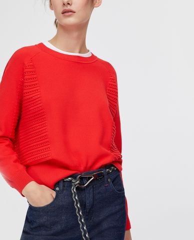  MAX&Co. - Áo len nữ tay dài phom suông Openwork 3D Pattern 