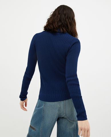  MAX&Co. - Áo polo nữ dệt kim cổ bẻ tay dài Velvet 