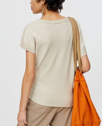  MAX&Co. - Áo len nữ cổ tròn tay ngắn Asymmetrical 