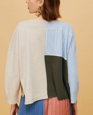  MAX&Co. - Áo len nữ cổ tròn tay dài Max It Up Colour Block 