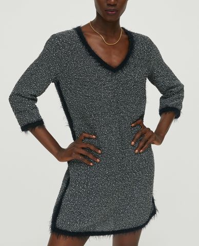  MAX&Co. - Đầm mini cổ V tay lỡ Basketweave Lamé 