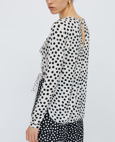  MAX&Co. - Áo kiểu nữ cổ tròn tay dài Silk And Jersey 