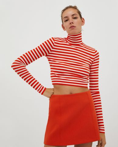  MAX&Co. - Áo croptop nữ dệt kim cổ lọ tay dài Antille 
