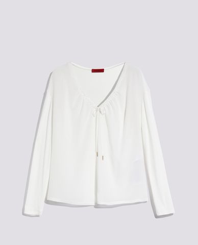  MAX&Co. - Áo kiểu nữ tay dài cổ V phối dây rút thời trang Cottage 