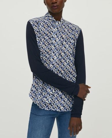  MAX&Co. - Áo kiểu nữ tay dài phối nơ cột ở cổ Silk And Jersey 