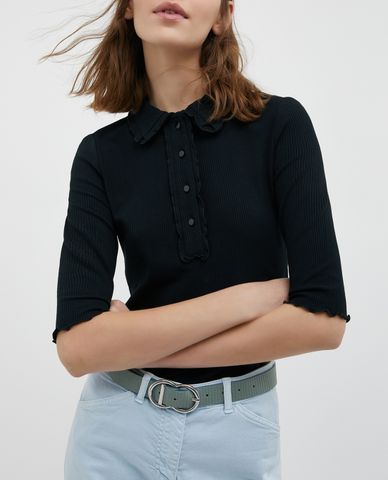 MAX&Co. - Áo polo nữ tay lở Ribbed Jersey 