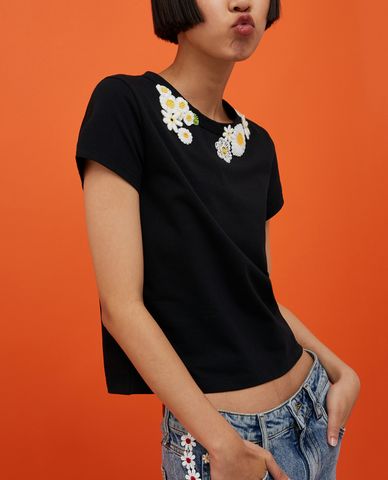  MAX&Co. - Áo thun nữ ngắn tay cổ tròn thêu hoa Smile 