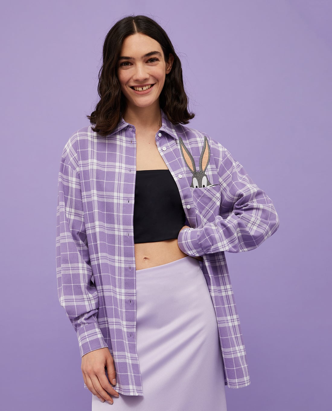 MAX&Co. - Áo sơ mi cổ bẻ tay dài phối sọc caro Scott