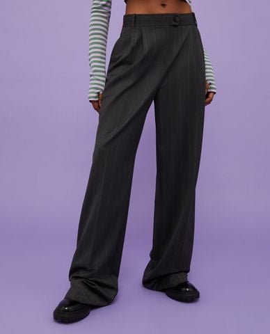  MAX&Co. - Quần ống rộng kẻ sọc xếp ly Taylor 