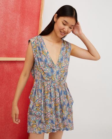  MAX&Co. - Đầm sát nách xếp tầng mini cổ V hoạ tiết Bursa 