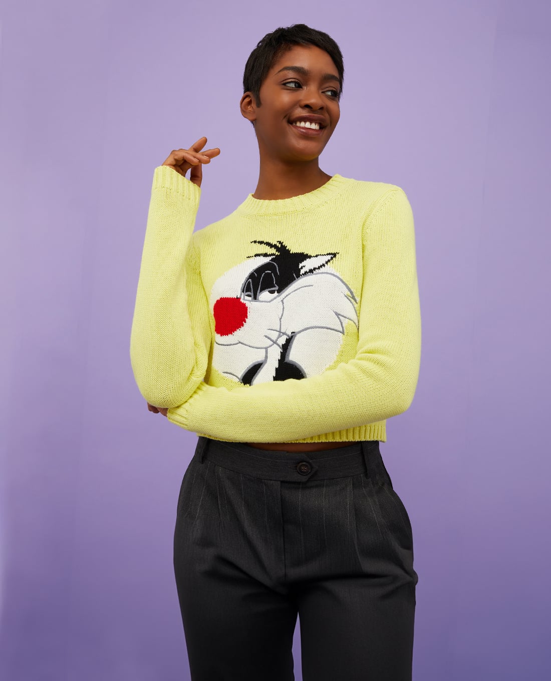 MAX&Co. - Áo sweater dệt kim phom lửng cổ tròn tay dài Winona