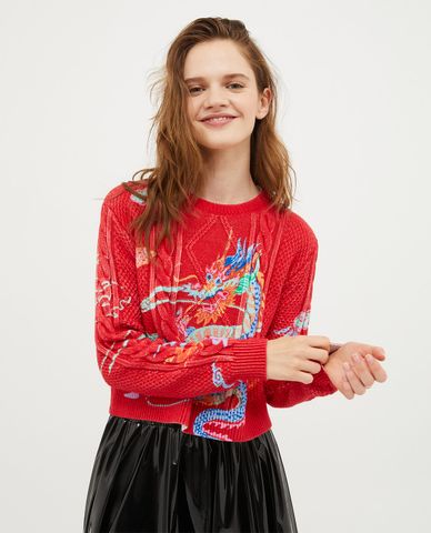  MAX&Co. - Áo sweater dệt kim cổ tròn tay dài phối hoạ tiết Ruggero 