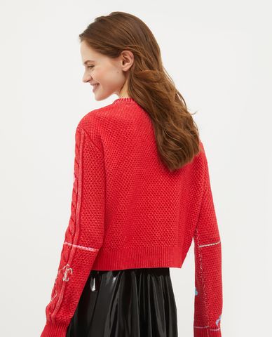  MAX&Co. - Áo sweater dệt kim cổ tròn tay dài phối hoạ tiết Ruggero 