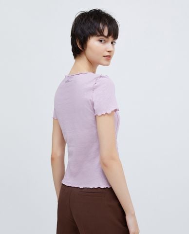  MAX&Co. - Áo thun cổ tròn tay ngắn phối viền chỉ Karen 