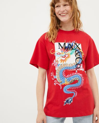  MAX&Co. - Áo thun cổ tròn tay ngắn phối hình rồng Lacca 