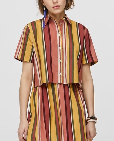  MAX&Co. - Áo sơ mi nữ tay ngắn phom lửng Cotton Poplin 