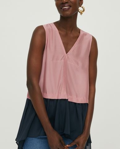  MAX&Co. - Áo kiểu nữ cổ V sát nách Two Tone Voile 