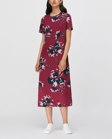  MAX&Co. - Đầm midi cổ tròn tay ngắn phom suông Twill 