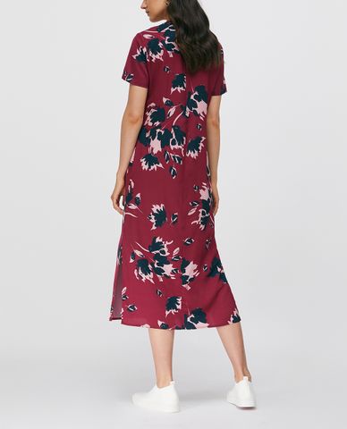  MAX&Co. - Đầm midi cổ tròn tay ngắn phom suông Twill 