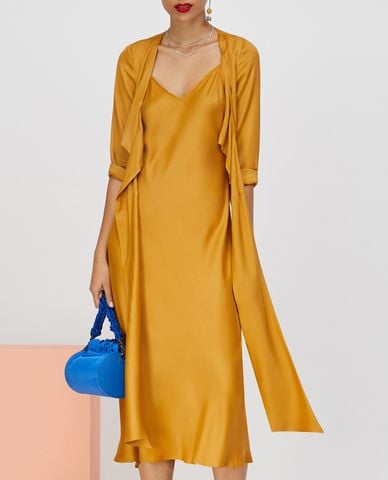  MAX&Co. - Đầm midi cổ V tay lở 2 In 1 Satin 