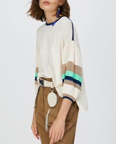  MAX&Co. - Áo len nữ phom suông tay phồng Pleated Sleeves 