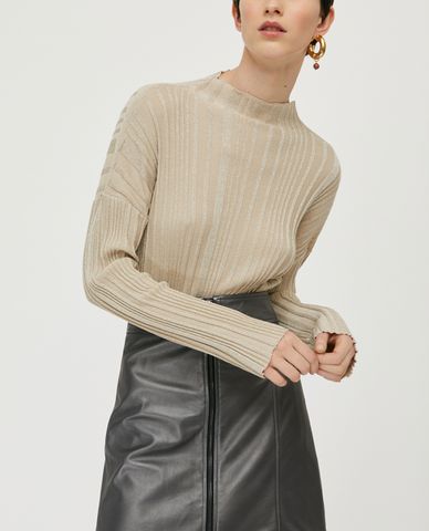  MAX&Co. - Áo len nữ cổ tròn tay dài 3D Lamé 