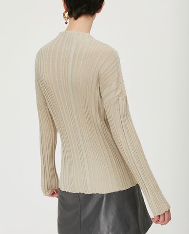  MAX&Co. - Áo len nữ cổ tròn tay dài 3D Lamé 