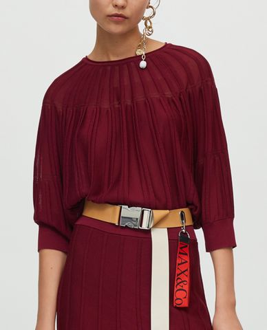  MAX&Co. - Áo len nữ cổ tròn tay cánh dơi 3D Ribbing 