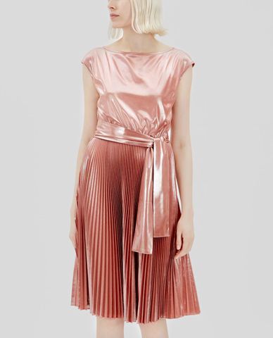  MAX&Co. - Đầm midi xếp li tay ngắn Pleated Laminated 