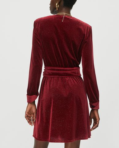  MAX&Co. - Đầm mini cổ V tay dài Glitter Velvet 