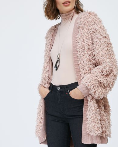 MAX&Co. - Áo cardigan nữ tay dài cổ V phối lông Lamé Coral 