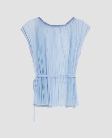  MAX&Co. - Áo kiểu nữ cổ tròn tay ngắn Pleated Tulle 