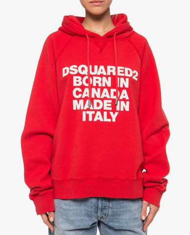 DSQUARED2 - Áo sweatshirts tay dài phối mũ thời trang 
