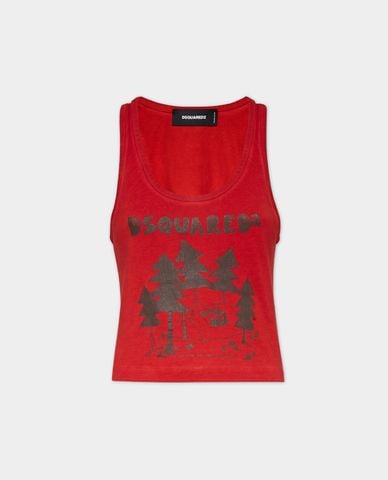  DSQUARED2 - Áo ba lỗ nữ cổ tròn phối họa tiết 