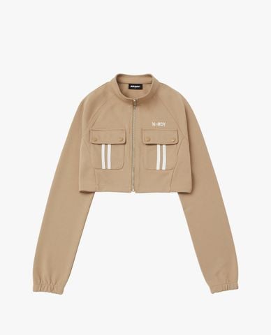  NERDY - Áo khoác croptop nữ cổ trụ tay dài Cargo 