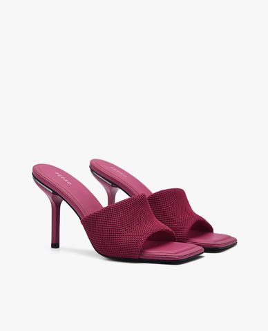  PEDRO - Giày mules cao gót nữ mũi vuông quai ngang hiện đại 