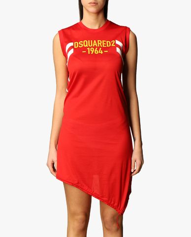  DSQUARED2 - Đầm mini sát nách cổ tròn tà xéo thời trang 