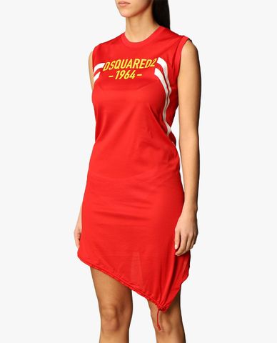  DSQUARED2 - Đầm mini sát nách cổ tròn tà xéo thời trang 