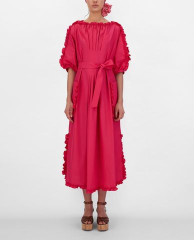  WEEKEND MAX MARA - Đầm midi tay ngắn cổ thuyền phom suông Cotton Poplin 