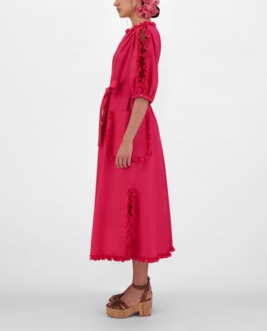  WEEKEND MAX MARA - Đầm midi tay ngắn cổ thuyền phom suông Cotton Poplin 