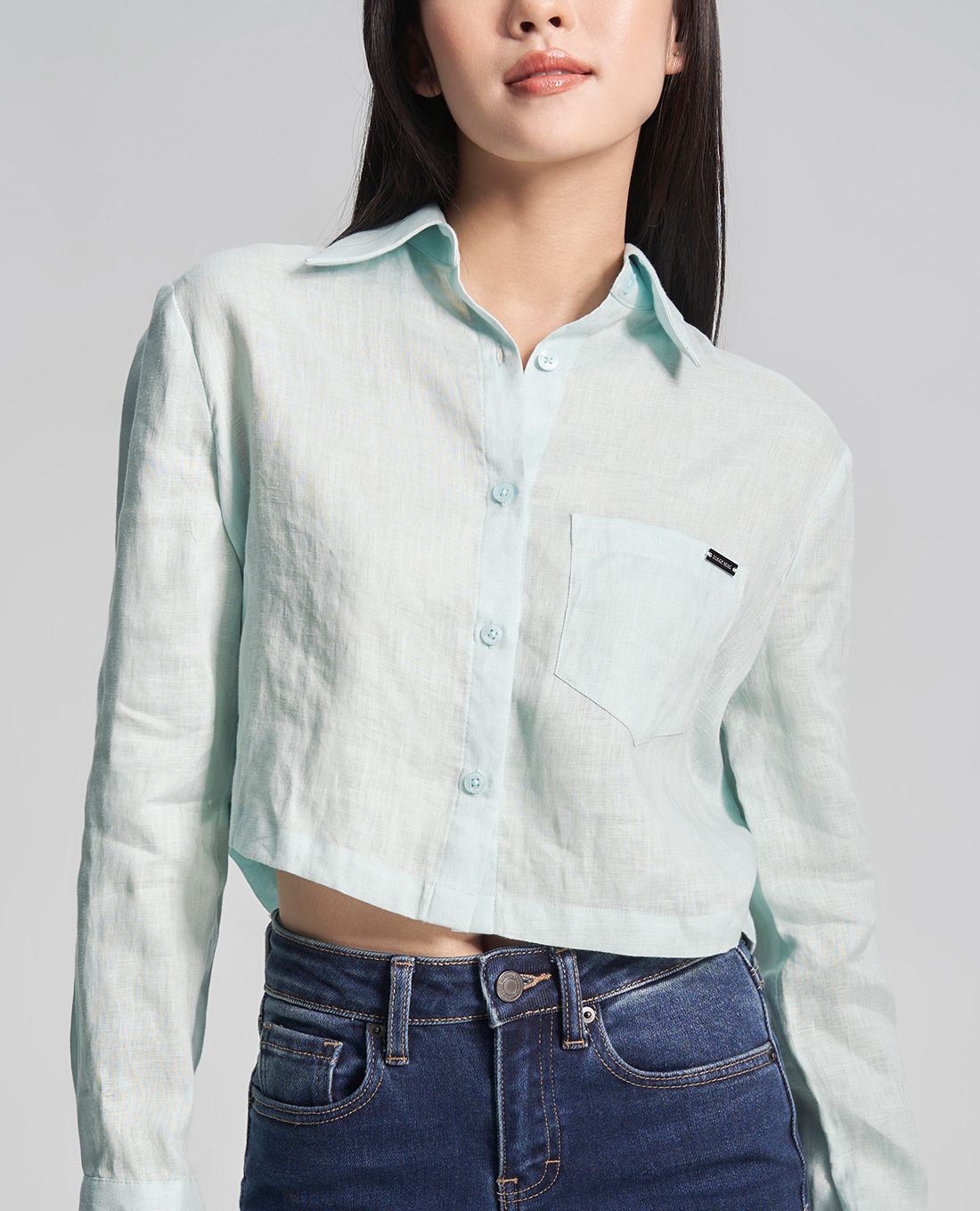 Áo sơmi croptop tay dài HD09 #7 Áo sơmi croptop tay dài HD09