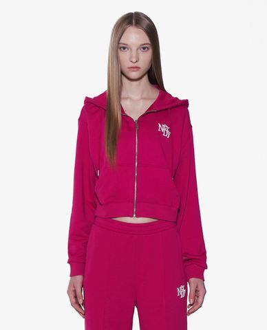  NERDY - Áo hoodie nữ tay dài phom croptop Zip Up 