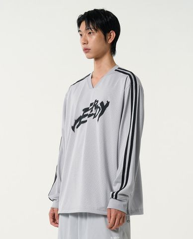  NERDY - Áo sweatshirt unisex cổ V tay dài Sporty Mesh Warmup 