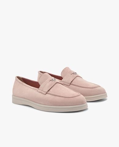  PEDRO - Giày lười nữ đế bệt mũi tròn Suede 