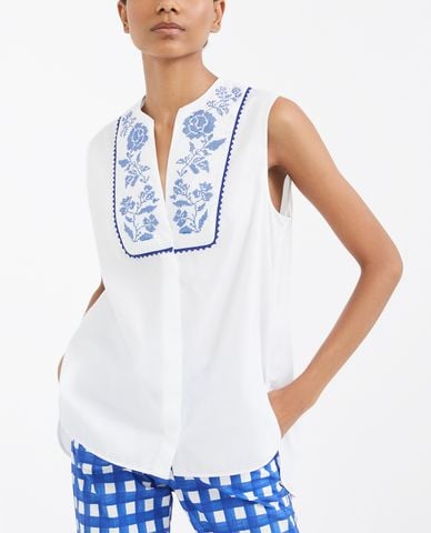  WEEKEND MAX MARA - Áo kiểu nữ sát nách cổ V phom suông thời trang 