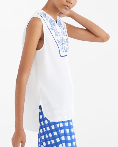  WEEKEND MAX MARA - Áo kiểu nữ sát nách cổ V phom suông thời trang 