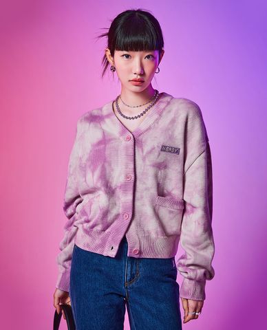  NERDY - Áo khoác cardigan tay dài cổ V Tie Dyeing Cropped 