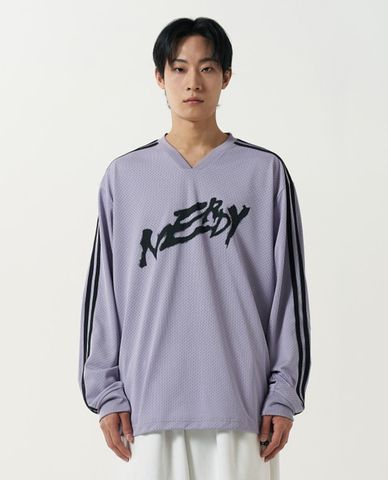  NERDY - Áo sweatshirt unisex cổ V tay dài Sporty Mesh Warmup 